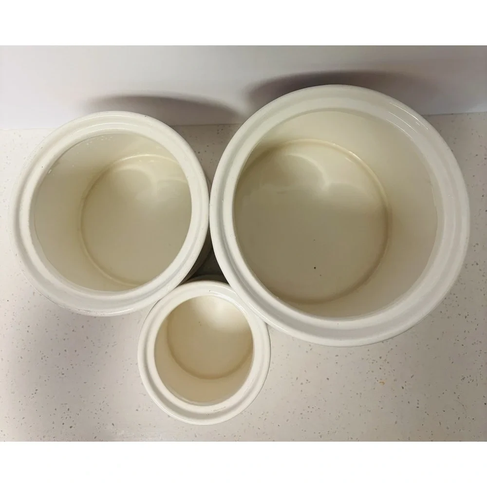 Vintage Vitromaster METROPOLITAN Stoneware Ceramic Storage Containers Set Of 3